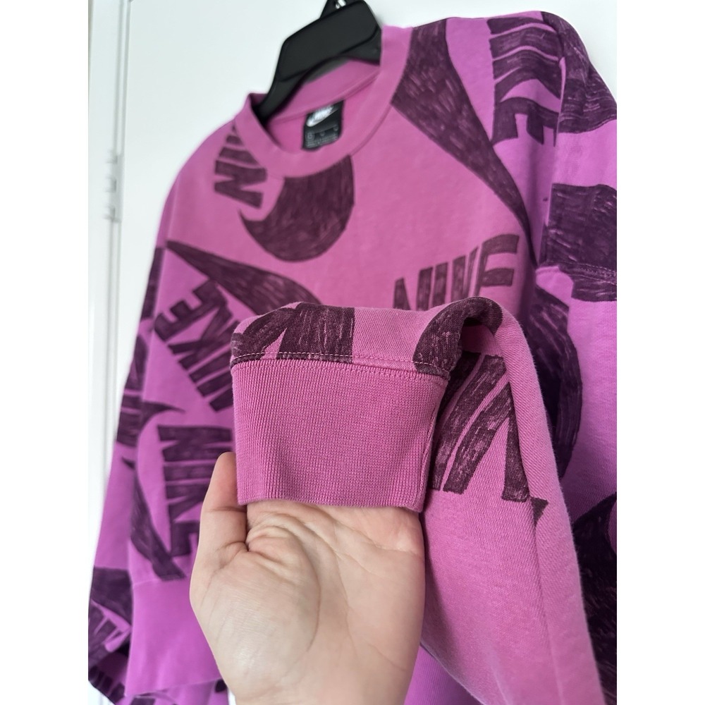 Nike Icon Clash Magenta Fleece Crop Crew Pullover Women's Size Medium DB3855-665 - Picture 4 of 8